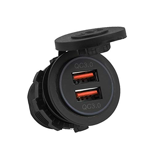 Dubbele lading QC3.0 USB-oplader Jack, 12V/24V Aluminium Waterdichte Dual USB Car Charger Power Adapter Output voor verzending, boot, motorfiets, vrachtwagen, golfwagen en meer 5