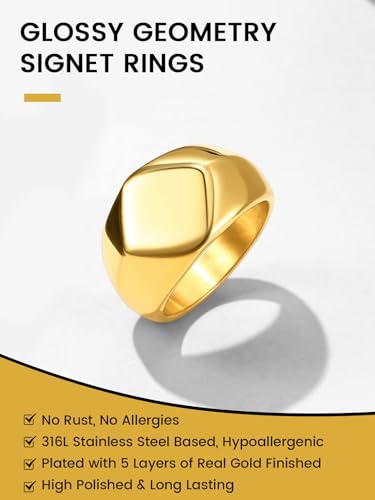 Juwelier Signet ring, zeshoekige, roestvrij stalen vingerring, Metaal, Metaal 3