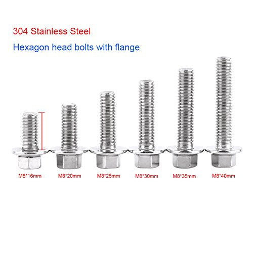 10 st M8 flensbouten zeskantkopschroeven met flens roestvrij staal 304 [M8x20]