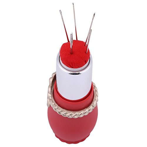 Pin Pillow Lipstick Shaped Pin kussen draagbare naald Pinkussens Naaipin houder met naalden voor hand DIY Craft (Rood)