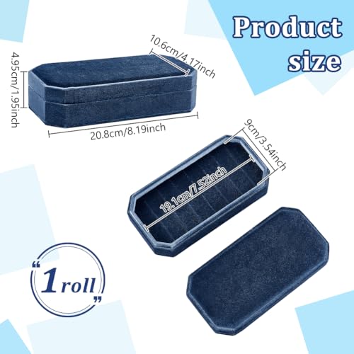 Velvet Ring Organizer Display Lade, 20,8×10.2cm Showcase Ring houder geval met deksel fluweel sieraden opslag doos standaard voor ringen, oorbellen sieraden accessoires, staal blauw