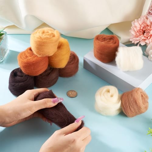 55G naald vilten wol bruine wol roving garen hand spinning voor arm breien Beginners vilten dieren mengen weven DIY Ambacht 4