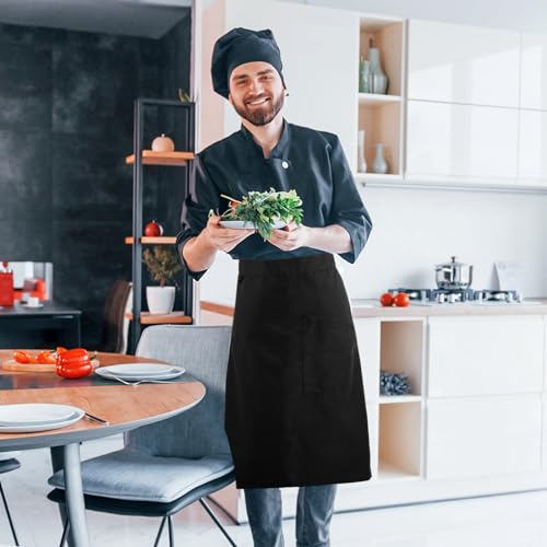 Demi Heren Keukenschorten Serveerschorten met Pockets Unisex Restaurant Lange Waterdichte Chef Lange Waistschorten voor Servers Bistro Koffiehuis 70 x 70 cm 4