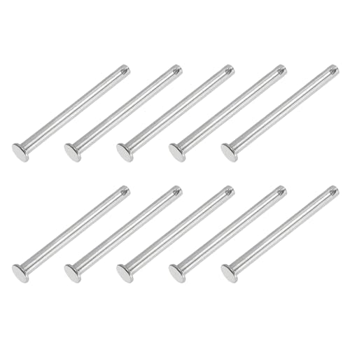 6 x 70mm Single Hole Pins, 10st Roestvrij staal 304 Platte kop voor deurringen systemen, zilver