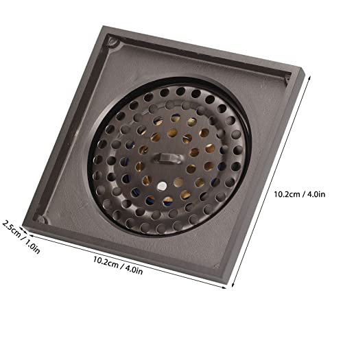Vierkante Vloer Afwatering met filter en afdekrooster, 10 x 10 x 2,5 cm, Roestvrij staal, Grijs, Drain deksel, Haarstrainer, Douche Drain voor badkamer, Keuken, Balkon