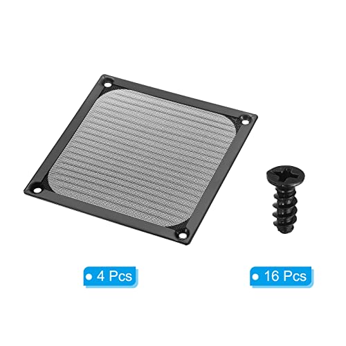 120 mm ventilatorfilter, schroefrooster, 4 stuks, aluminium frame, roestvrij staal, stofdichte hoes voor computercase, zwart 3