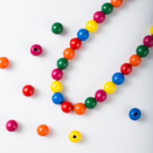 Houten kralen, 200st 16mm Natuurlijke houten kralen Ronde houten kralen Ambachte kralen voor doe-het-zelf armbanden sieraden decoraties Cadeau (kleurrijk) 5