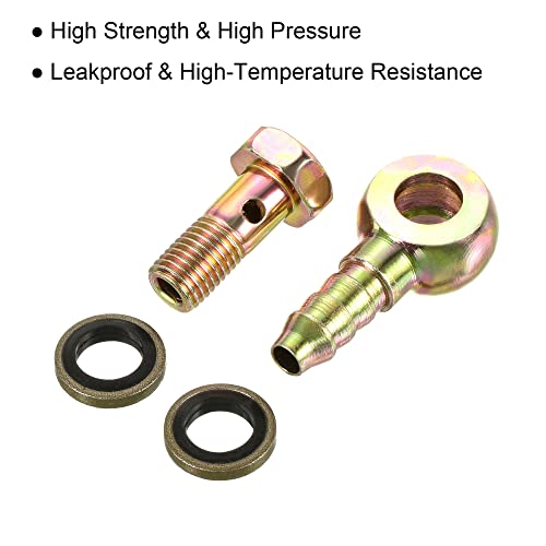 Slang Barb passen elleboog 8mm Barbed Wire M8x1 Man Wire, Carbon Steel Pipe Adapter Connector voor Air Water Fuel Oil, Goud 4