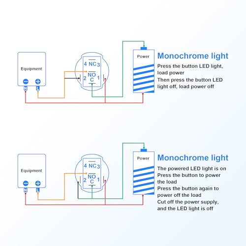 IP67 Waterdichte metalen drukknop - 9-24V 5A Blauw LED-autoontstekingsschakelaar met roestvrijstalen behuizing en voorbekabelde Plug Socket (2-pack) 4