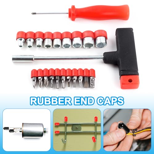 Ronde rubberen endcaps 8mm ID, 100st Rubber Bolt Covers Vinyl Rubber flexibele Thread Protectors voor metalen buis Rod Bolts, rood 4