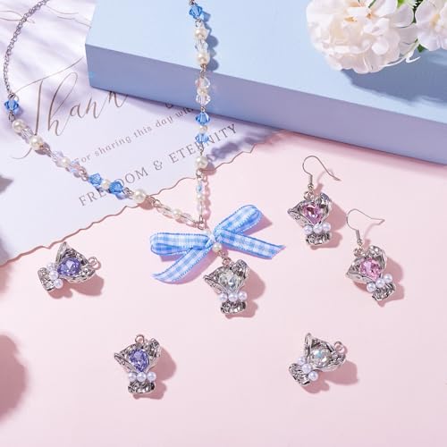 6 st Rhinestone Bouquet Shape Hangers Rhinestone Legering Bloemen Hangers met imitatie Parel kralen voor DIY ketting oorbellen Crafting sieraden maken, Rhinestone, Rhinestone