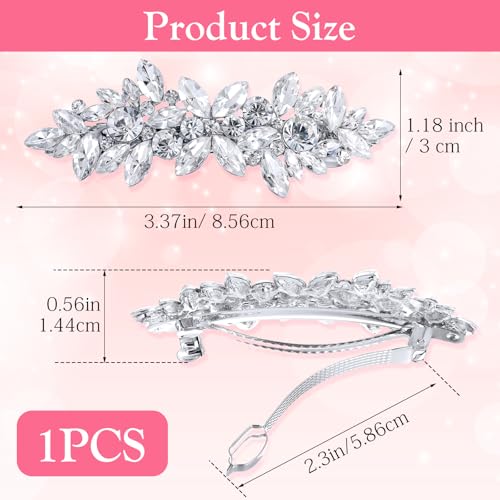 Rhinestone Hair Clips, Sparkling Crystal Barrettes, Mooie Bloem Pins Bruiloft Haar Accessoires, Silver Bruids Accessoires voor Vrouwen, Bruiloft, Bal, Lange(Rijnstenen)