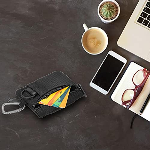 Molle Pouch Klein, Buiten Holster Militair Molle Wallet, Mini Draagbaar Key Card Case EDC Pouch Bag Portemonnee met karabijnhaak (zwart) 4