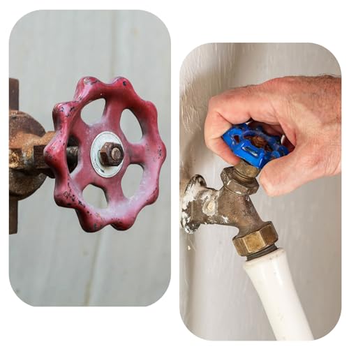 Outdoor Faucet Handvat Vierkante Stam Hole 8x8mm, Cast Iron Faucet Ronde Wiel Handvat Vervanging Water Spigot Handvat met Schroeven Spacer, Rood 5