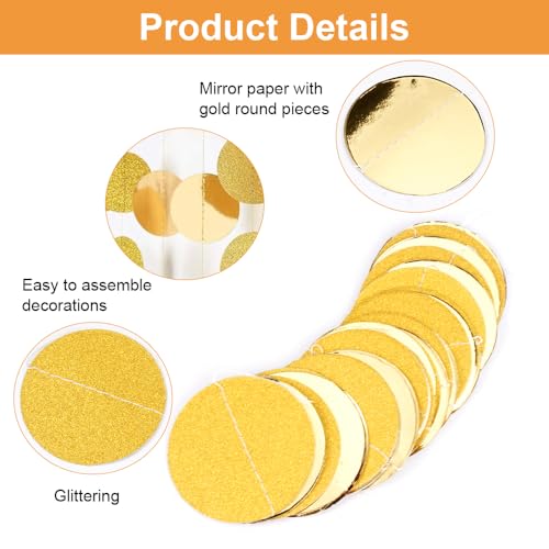 5Stuks 4M Gold Paper Garland, Glitter Circle Dots Party Decoration, Hanging Party Decorations Paper Glitter Garlands, Romantic Garland for Birthday Party, Christmas, Bruiloft 3