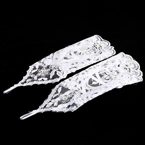 Bruids Trouwhandschoenen - Vintage Style Ivory Lace Vingerloze handschoenen met Rhinestone Accent 4