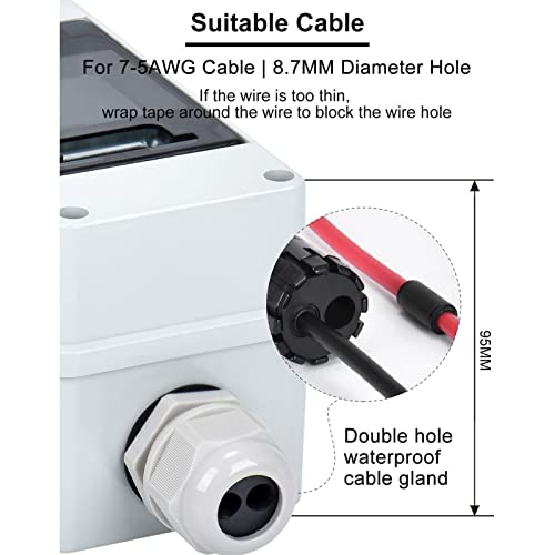 Solar DC Isoleerschakelaar, DC500V IP65 PV Solar Disconnect Switch Fotovoltaic Circuit Isolatie miniatuur RV Breaker Box Waterdicht (32A) 3