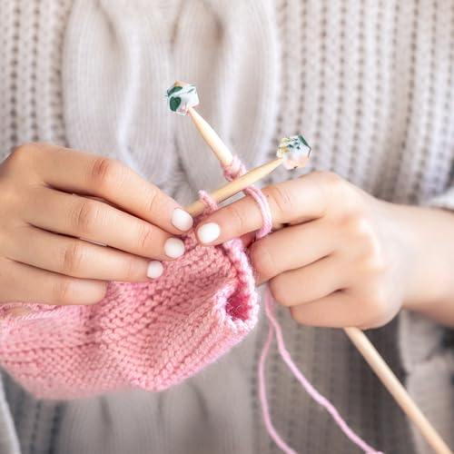 Verpakking van 8 breinaalden Stitching Stoppers,Needle Point Protector met Floral Pattern Breinaald Stoppers, Knitting Naaldbeschermer Brei Accessoires Geschikt voor Naaldgrootte(3-9mm)