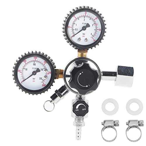 Kooldioxideregulator, Bier Soda Barrel Pressure Relief Valve Home Brew Bier Gas Line assemblage met bevestiging Ring Loop drukmeter uitgang 0-60 Psi