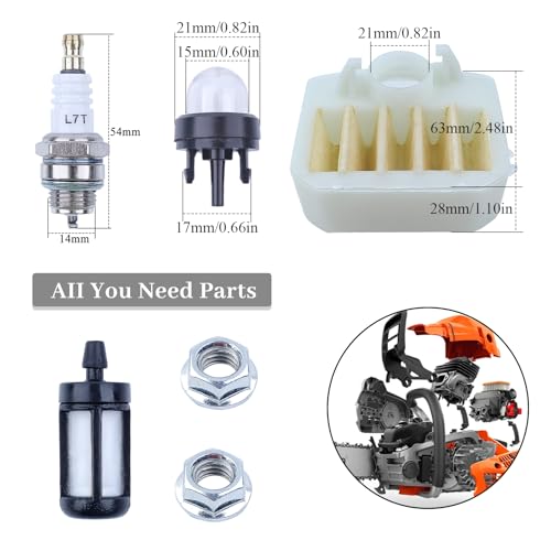 Air Fuel Filter Primer Bulb Bar Nuts Spark Plug Kit voor Husqvarna 340 345 346 XP 350 351 353 Kettingzaag Vervangingsonderdelen [#537024003]