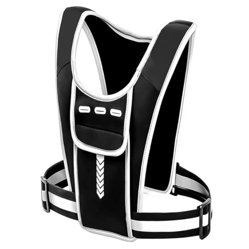 Sea Running Vest telefoon houder, Reflective Running Vest telefoon houder, met 2 schouder zakken & voor-en achterzak voor mannen vrouwen fietsen (zwart)