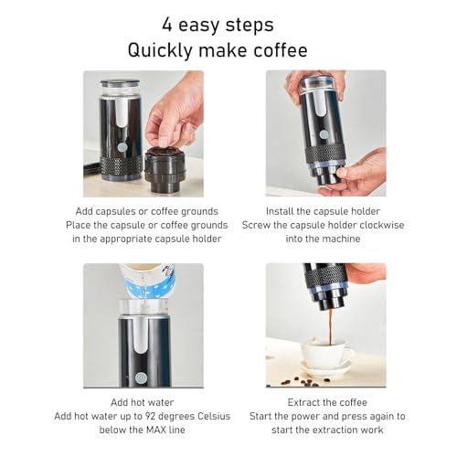 Espresso Machine, Mini Handheld Koffiezetapparaat Portable Espresso Maker Portable Koffiezetapparaat Travel Camping 4