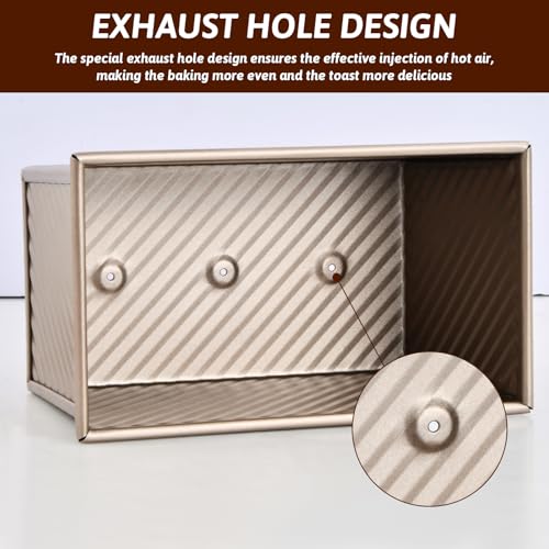 Pullman Bread Tin 450g, brood Toast Mold met cover, Non Stick Pullman Bread Pan 19.3x10.2x11.5cm, Rechthoekige brood Toast Mold Corrugated for Baking, Toast (Rose Gold) 4