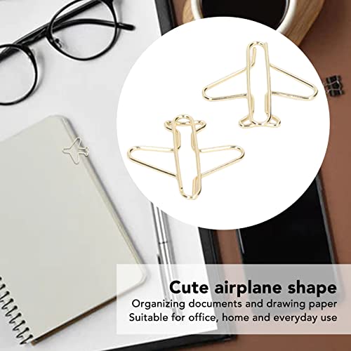 100 st. Paper Clip Metaal vliegtuig Galvaniseren Gold Paper Clip met duidelijke doos voor Office Home School Supplies Present 5