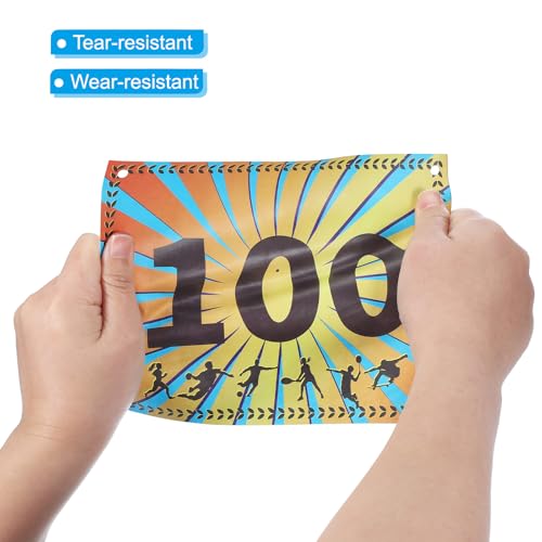 Tearproof Running Bib Numbers 7x6 Inch, 1-100 Tarweoren Waterdichte Race Concurrenten Aantallen met veiligheidsspeld voor Marathon Sport Spel Runner 4