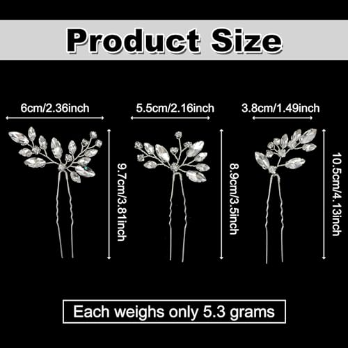 6 stuks zilveren bladsteen Haarspelden Bruid kristal haar accessoires U vorm haar Clip voor bruiloft feestbal bruidsmeisjes bloem meisje 5