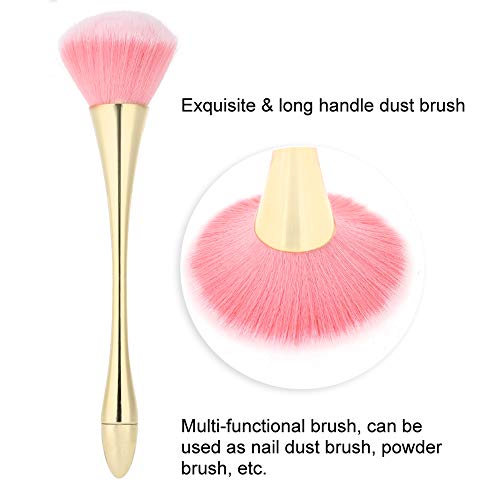 Nagel Art Stof Reiniging Brush, Nagel Dust Brush met lange Steel Powder Stof Verwijderaar Nagel Brush Stof Verwijderaar Nagel Art Manicure Tool Zachte Stof Reiniging Poeder Verwijdering Brush(Gold)