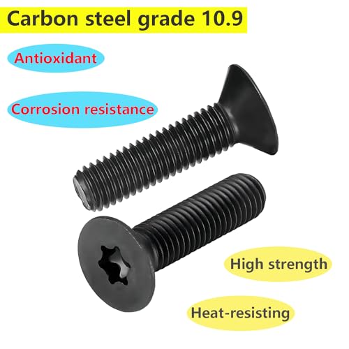 M3 x 12mm Schroeven met verzonken hoofd, volledige draadbouten, koolstofstaal Plum Blossom Bolts (verpakking van 50) 4