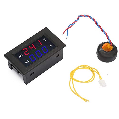 2 in 1 wisselstroomvoltmeter, digitale multimeter AC 100~300V voltmeter 0-50A Ammeter Ammeter LED Digital Display (roodblauw)