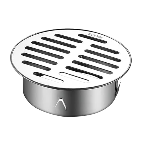 Afneembare afwateringshoes van de vloer, 304 RVS afwateringshoes Filter, Ronde roosterhoes, Geschikt voor wasbakken, Balkon, Patio, 75mm Flat Mond