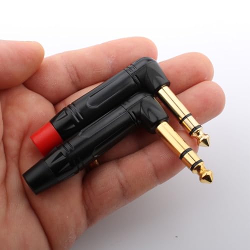 1/4" Audiopluggen 6.35mm Plug TRS Man 1/4" Solder Type 90 Degree Straight Angle Stereo Plug voor DJ Mixer Speaker Kabels Gitaar Kabels Phono Patch Kabelmicrofoonkabels (2pack) 5