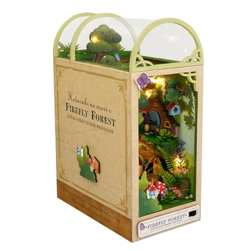 Houten Boekenkast, Boekenkast, Firefly Forest Insert, DIY Bookend, Miniatuurhuis, Kits Houten Boekeneinden voor Verjaardag, Volwassenen