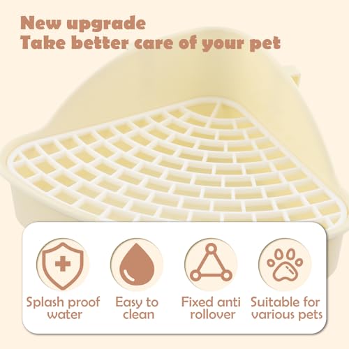 Driehoekige kattennest Box voor konijnen en kleine dieren, verwijderbare hoek toilet, met rooster voor Guinea Varkens, Hamsters (Wit) 4