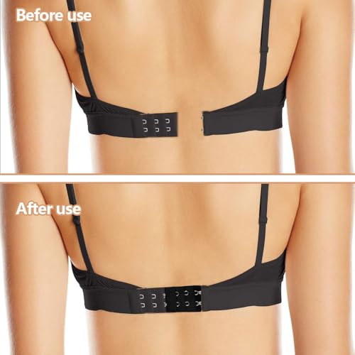 12 stuks BH Extensions, 2/3 Haak 3 rijen BH Extender, BH Extenders voor vrouwen, zacht en comfortabel Elastische BH Band Extender, geschikt voor gewichtstoename zwangerschap (Skin White Black), Multicolour 5