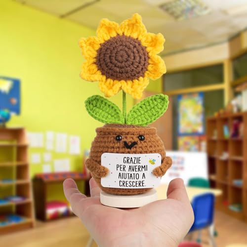 Italiaanse leraar geschenken Zonnebloem haak pop met Graze Card per AVERMI AIUTATO A CRESCERE 11 x 5 cm 5