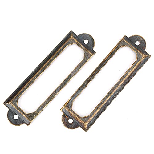 20 stuks Retro metalen label houders 1x2 inch voor lade, messing bladwijzer Tags voor plateau en schoolbenodigdheden, DIY lade naamplaatjes, student accessoires