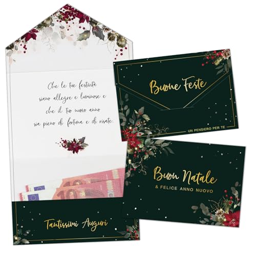Pak van 2 kerstkaarten, geld enveloppen, portemonnee, wenskaarten, vrolijk kerstfeest, gelukkig nieuwjaar, geschenkidee, partij, kerstkaart