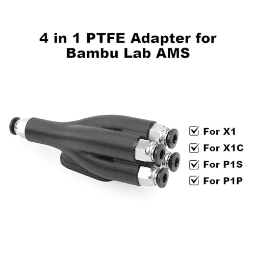 4-in-1 Pijpuitbreiding Port 3D Printer Adapter met 4 Power Modules voor P1S P1P, AMS Tube Connector PTFE Materiaal Conveyor Tube voor 3D Printer 4