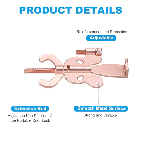 Draagbaar veiligheidsterrein, 2-pack verstelbare vakantiehuizen met opbergtas voor betere veiligheid voor reizen, hotel, huisappartement, roségoud 3