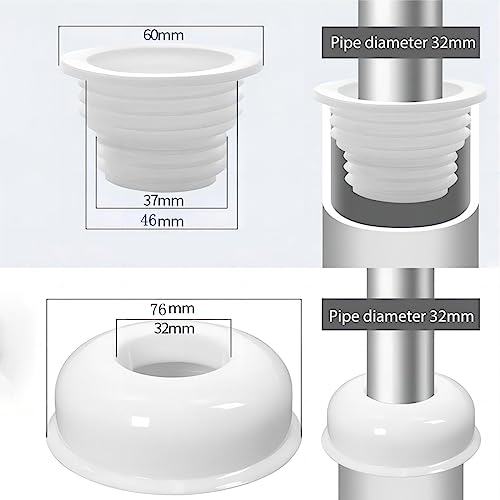 Drain Pipe Seal Deodorant, Drain Pipe Sealing Slang Siliconen Plug, Keuken Pijp Afdichting Ring, met Decoratieve Hoes, Geschikt voor gebruik met 50mm PVC Downspouts 4