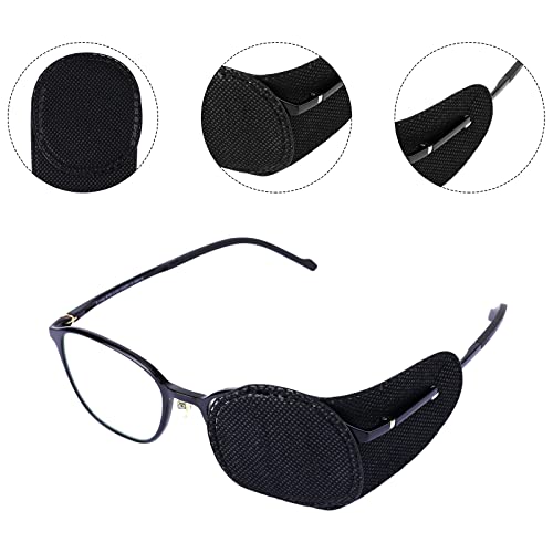 6 st Eye Patches voor glazen, Black Eye Patch Glazen Herbruikbare medische oog Patches voor volwassenen te behandelen Lazy Eye Amblyopia Strabismus voor kinderen Volwassenen (Groot) 3
