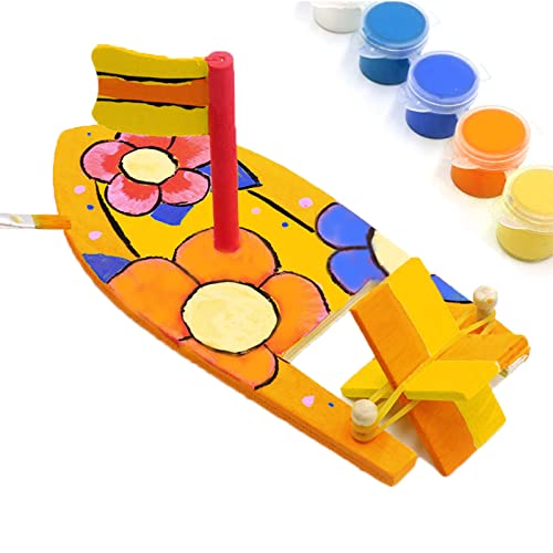 6 stuks DIY houten zeilboot, DIY houten kinderschip, zeilboot modellen, voor het ontwikkelen van creatieve denken in kinderen 5