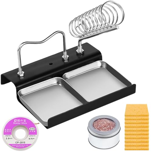 basis van de soldeerbouthouder, houder van de soldeerboutveer met messing wol, reinigingsspons 35 x 50 mm, zuignap voor soldeerwerk