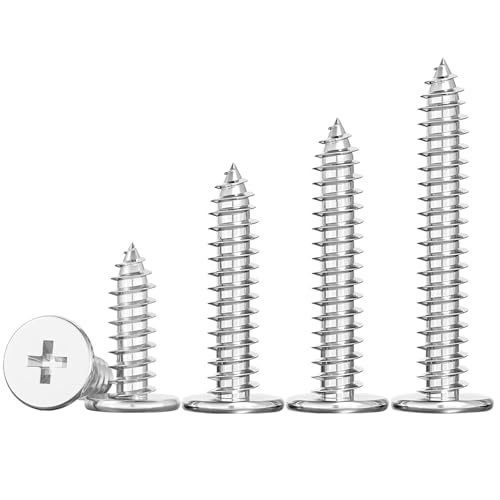 20 st. Dun zelftappende platte kopschroeven, M2 x 8mm, Phillips Schroeven, Roestvrij staal, Volledige draad