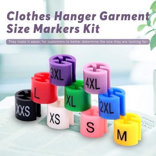 Zee 450 stuks kleding maat etiketten voor draadhangers XXS - 4XL kleur codering hanger maten Tags