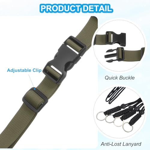 Rugzak Borstbandset, 2 stuks Polyester Webbing Verstelbare Vervangingsband met Quick Release en Anti-verloren Lanyard voor Bag Outdoor Wandelen, Groen, 27cm 3